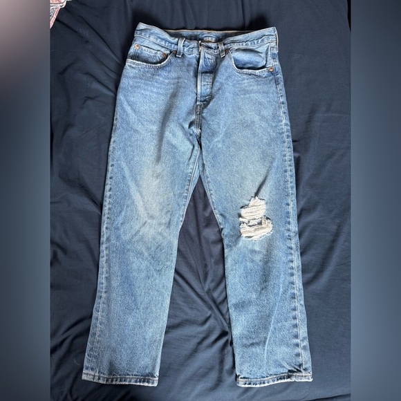 Levis 501 Jeans Women Blue Button Fly High Rise Big E Premium Denim Size 30 - Picture 6 of 9